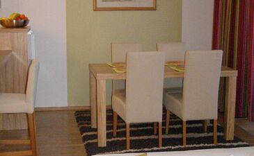 Stůl, židle, textilní dekorace, tapeta | Návrh a realizace Jídelny